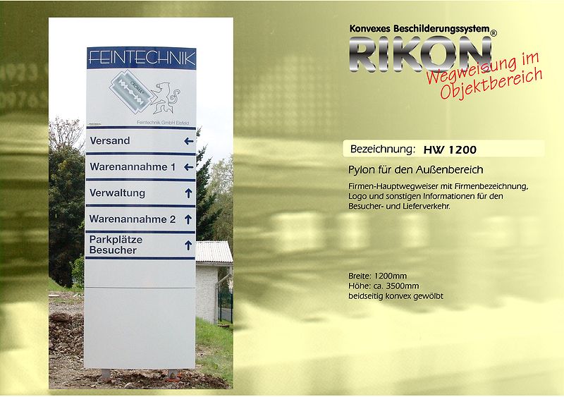 RIKON Werbung Wegeleitsystem Werbepylonen Werbemittel Luftbilder